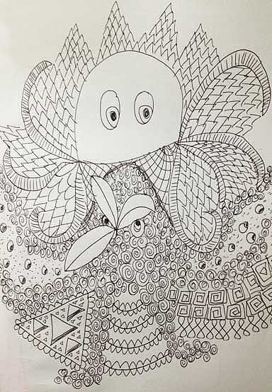 Doodle - blækspruttefantasi. Tegnet af Susanne Randers