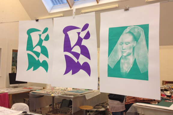 mitkrearum.dk kreativitet 107 kunsthøjskolen i holbæk serigrafiske værker in progress af mine medkursister
