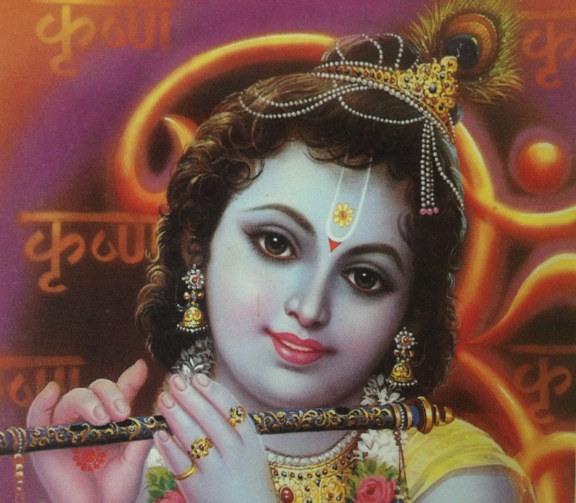 Udsnit af indisk postkort med "Baby Krishna" fra Delta Publications. Fotograf: Susanne Randers