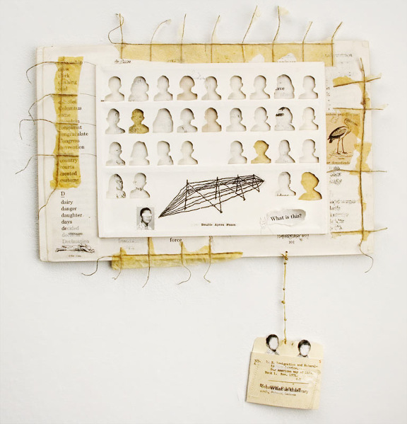 Lisa Kokin: "También Protegidos" _ Book Art Collages One - Using Collage, Image Transfer and Sewing Techniques
