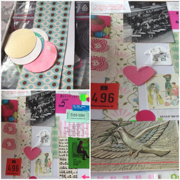 Collage af min book art collage lavet til blogtræf hos Linda. Fotograf: Susanne Randers