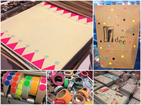 En notesbog har fået en makeover med maling, stickers og dots. Butikken bugner af stickers, maskingtape og smukke stempler. Fotograf: Susanne Randers 