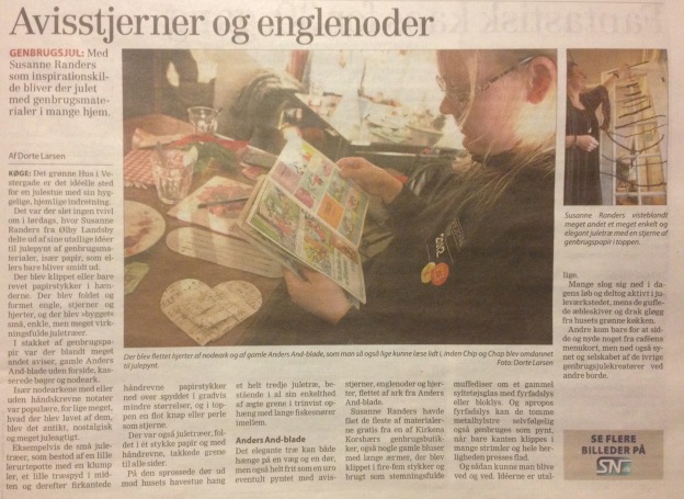 Genbrugsjulestue i Det Grønne Hus: Side 3 af Dagbladet Køge 9. december 2013: "Avisstjerner og englenoder"