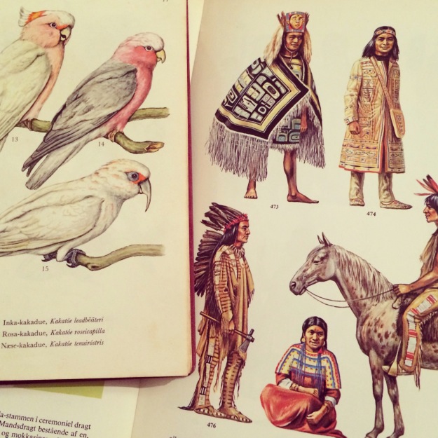 365 mood boards in 2014. Mood board #30: Recycled gold: Old books: Inca Cockatoo studying Indian clothing. Smashup. Instagram filter Valencia. Photographer: Susanne Randers