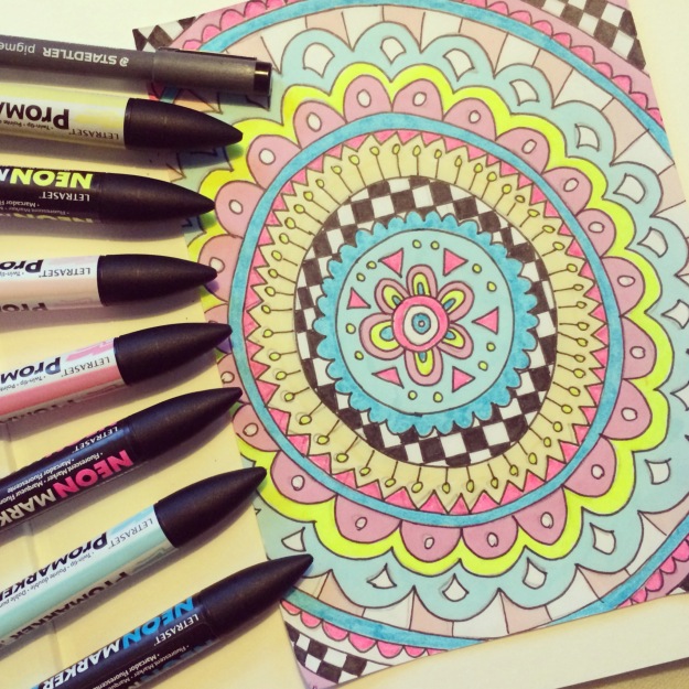 365 mood boards i 2014. Mood board #6: Mandala doodle with the color combination pink, turquoise and yellow. Instagram filter Valencia. Photographer: Susanne Randers