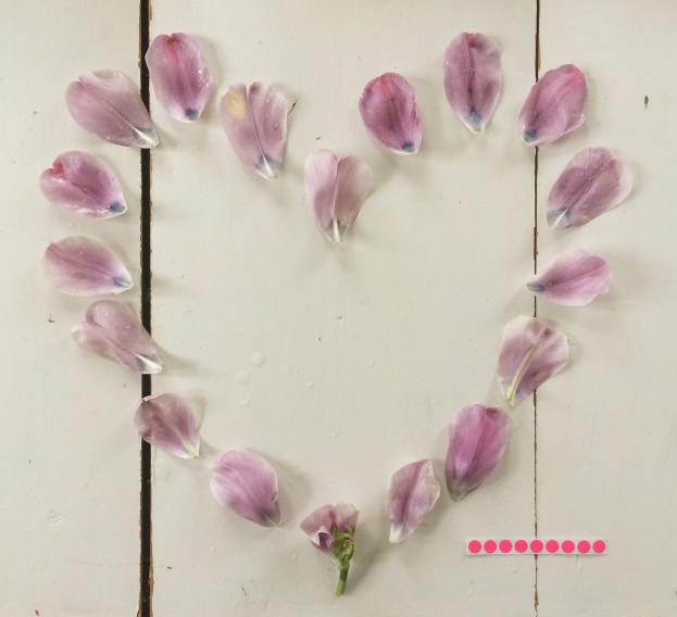 365 moodboards in 2014. Moodboard #131: Glædelig Mors dag. Hjerte mandala af tulipan blade. Fotograf: Susanne Randers